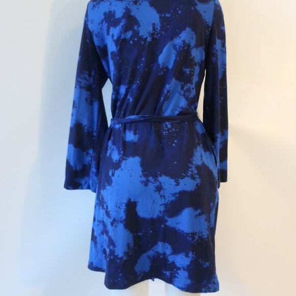 Womens Bumble Bella by Jill Martin Blue Navy Watercolor Print Jersey Spa Robe M - Picture 9 of 10